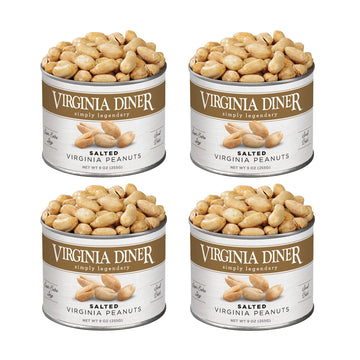 Virginia Diner All Natural Gourmet Virginia Nuts Blister Roasted Super Xl Peanuts Heart Healthy Snack Or Gift 9Oz (4 Pack) Salte