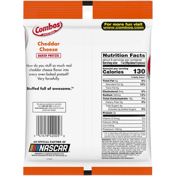 Combos Cheddar Cheese Baked Pretzels, 6.3 oz Bag (Pack of 2)