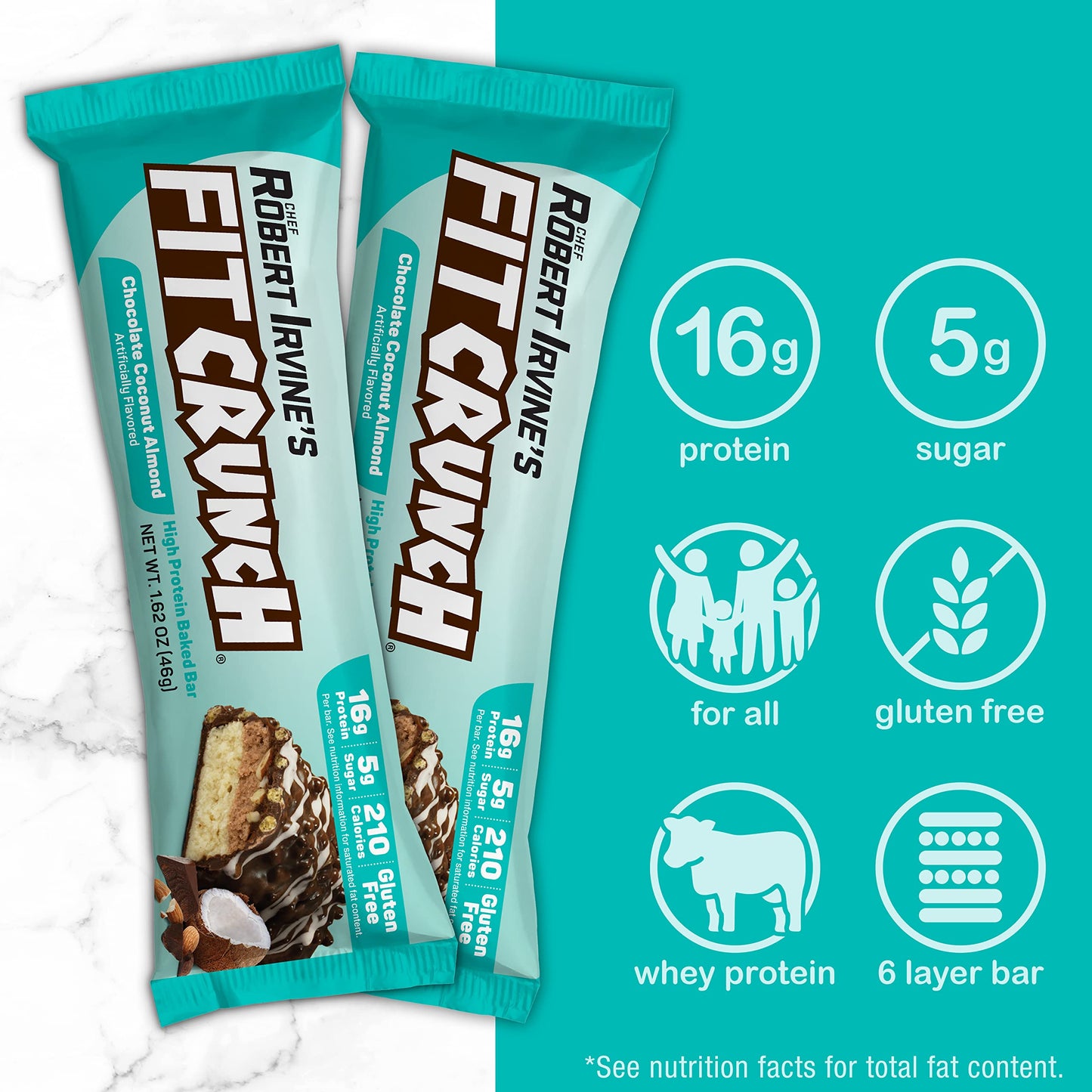 Fitcrunch Snack Size Protein Bars, Designed By Robert Irvine, 6-Layer Baked Bar, 5G Of Sugar & Soft Cake Core (9 Bars, Chocolate