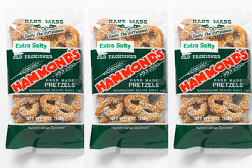 Hammonds Extra Salty handmade Pretzels 8 ounces bag (3 bags)