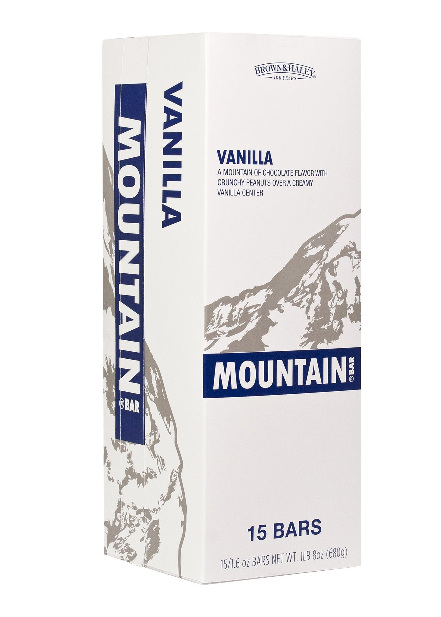 Brown & Haley Vanilla Mountain Bar - Chocolate Candy With Peanuts And Creamy Vanilla Center - Individually Wrapped Candy - Bite Size Chocolate Bars With Peanut Pieces - Case Of 15-1.6 Oz