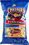 Chesters Butter Flavored Puffcorn Snacks, 3.5oz Bags (Pack of 12)
