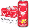 Bucked Up Lightly Carbonated Protein Soda | 25G Whey Isolate - Zero Sugar, Low Calorie, Caffeine Free, Clean Drink | Sparkling Protein Soda - 12 Pack, 16 Oz Cans (Peach Mango)