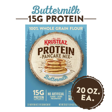 Krusteaz Protein Pancake Mix, Buttermilk, 15g Protein, 20 Ounce (Pack of 2)