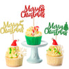 36 Pcs Merry Christmas Cupcake Toppers - Christmas Tree Cane Deer Glitter Cupcake Picks Decorations For Xmas New Year Holiday Party Supplies - Mixed Colors