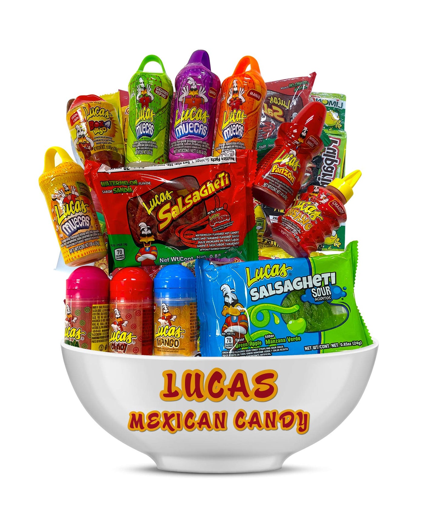 Lucas Mexican Candy Mix (14 Count) Variety Of Sour, Sweet, Spicy, Include Lucas Skwinkles, Pelucas, Lucas Muecas, Baby Lucas, Gu
