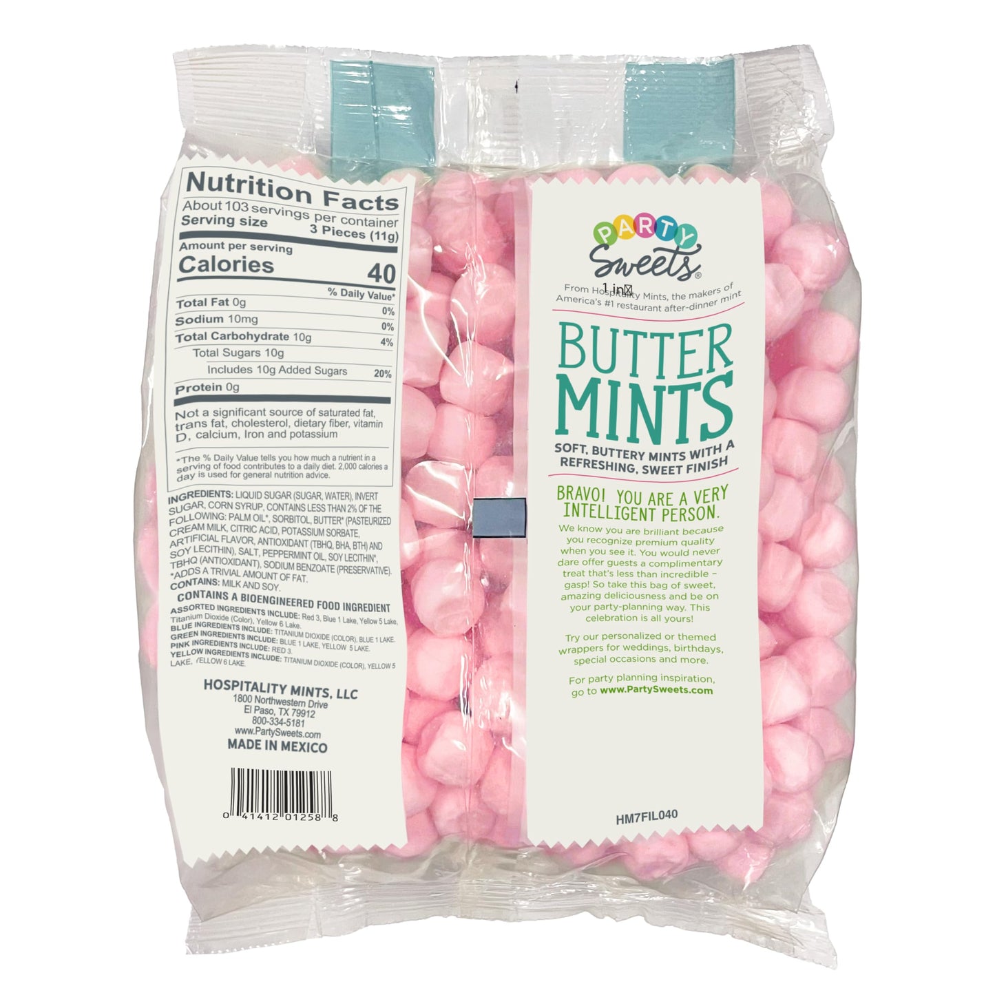 Party Sweets Pink Buttermints, 2.5 Pound, Appx. 350 Pieces From Hospitality Mints