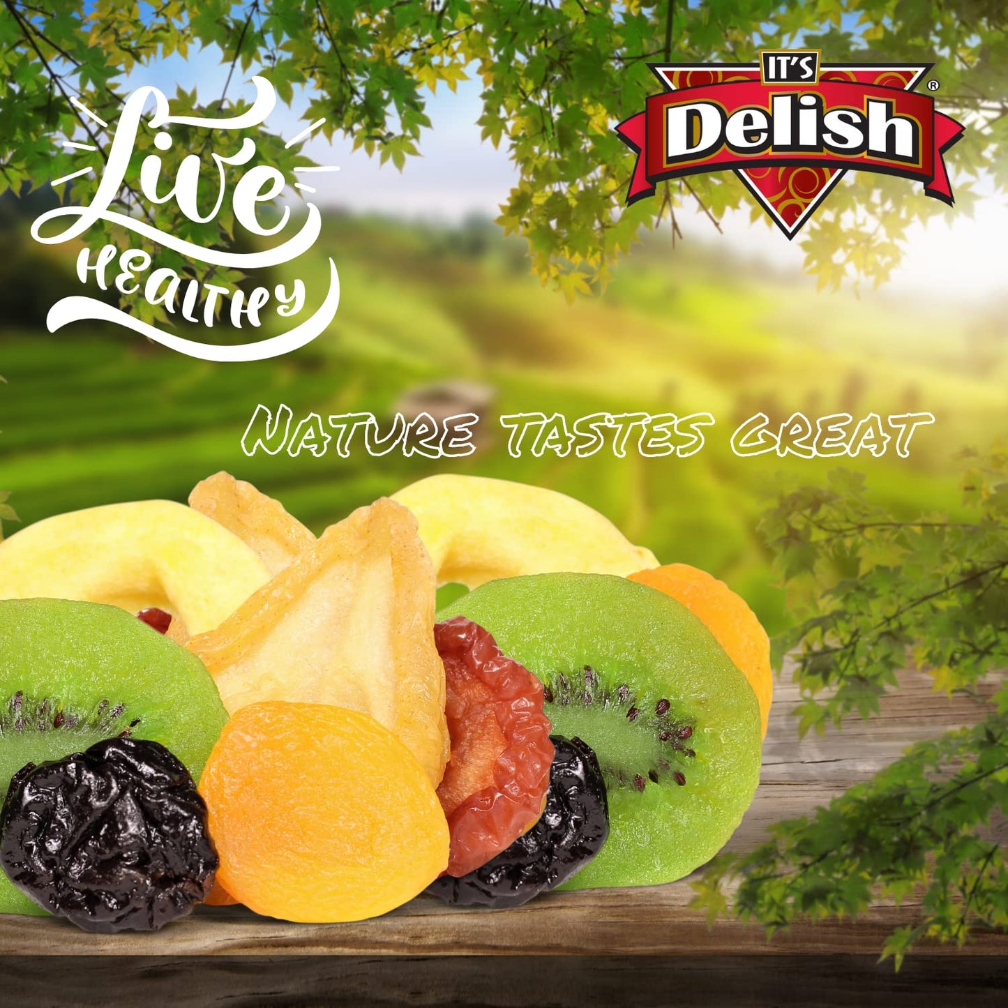 Dried Mixed Fruit With Prunes By It'S Delish, 12 Oz Bag | Snack Mix Of Prunes, Apricots, Plums, Apple Rings, Nectarines, Peaches