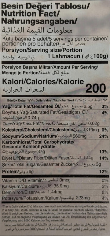 Pidemiss Vegan Lahmacun Lahmajun 5Pcs 500G