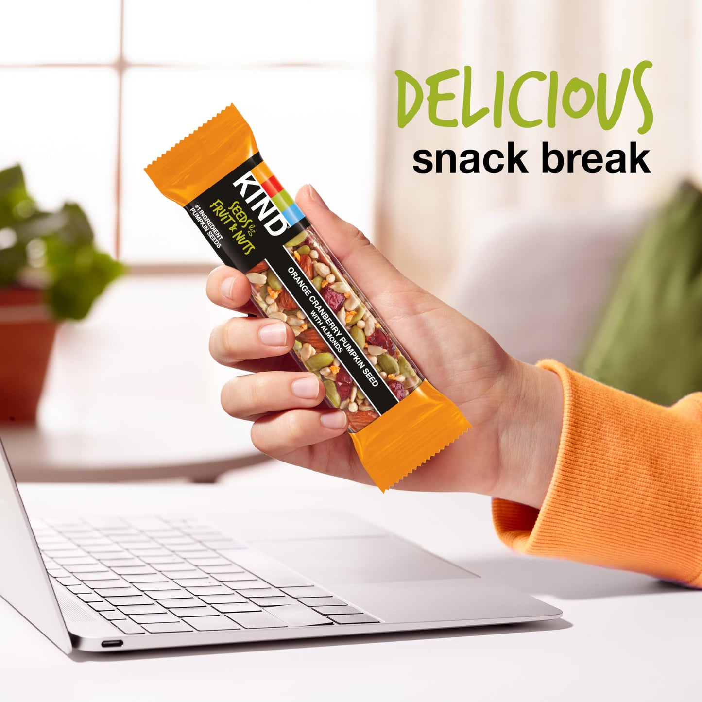 Kind Seeds Fruit & Nuts Snack Bar, Orange Cranberry | 5G Protein, High Fiber, Gluten Free Bars, 1.4 Oz, 12 Count