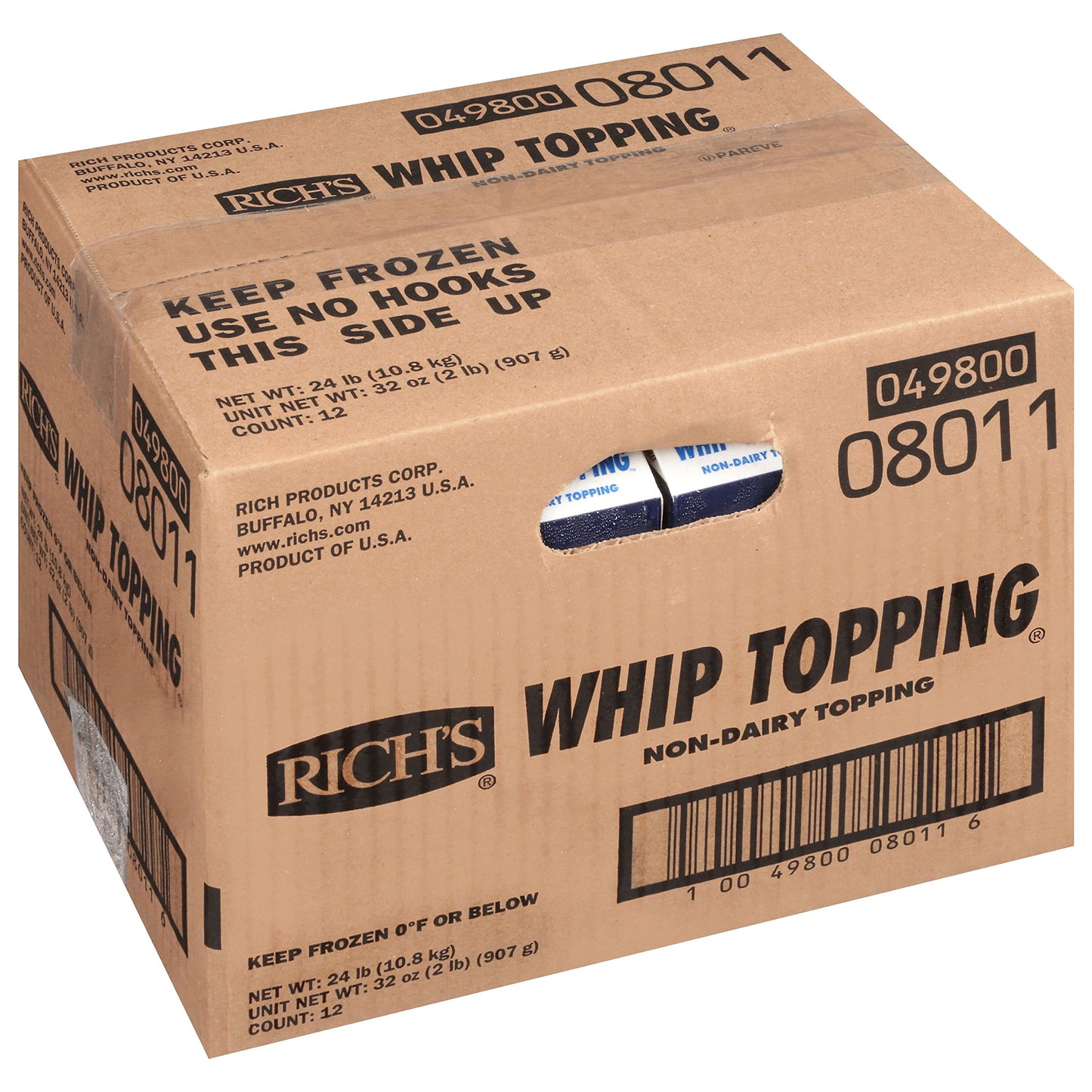 Richs Non-Dairy Whip Topping - Liquid Whip Topping, Thaw, Pour & Whip, great Dessert Filling, 2lb Cartons, 12 Pack