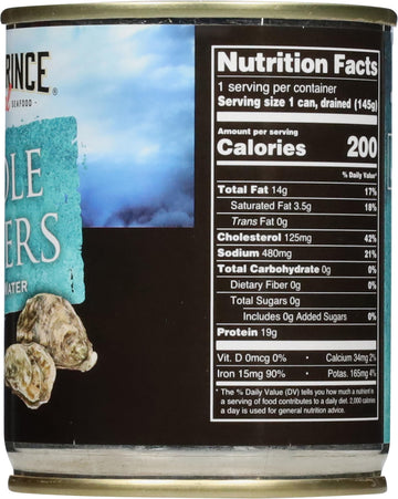 Crown Prince Natural Whole Boiled Oysters, 8-Ounce Cans (Pack Of 12)