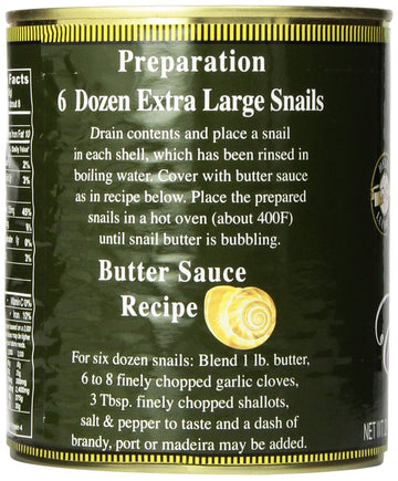 Roland Foods Escargots, Extra Large Helix Snails, Specialty Imported Food, 28.2 Ounce Can, Pack Of 1