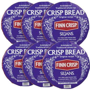 Finn Crisp Siljans Round Rye Crispbread 6 x 14oz | Knckebrd From Finland | Bulk Multipack of Authentic Finnish Sourdough Crispbr