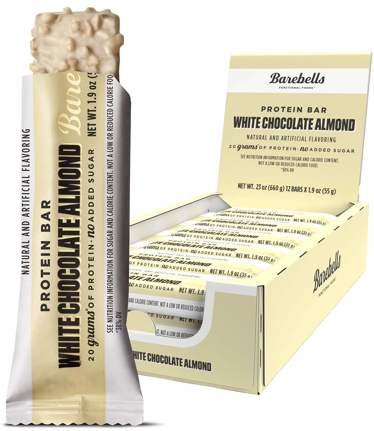 Barebells Protein Bars White Chocolate Almond - 12 Count, Protein Snacks With 20G Of High Protein - Chocolate Protein Bar With 1