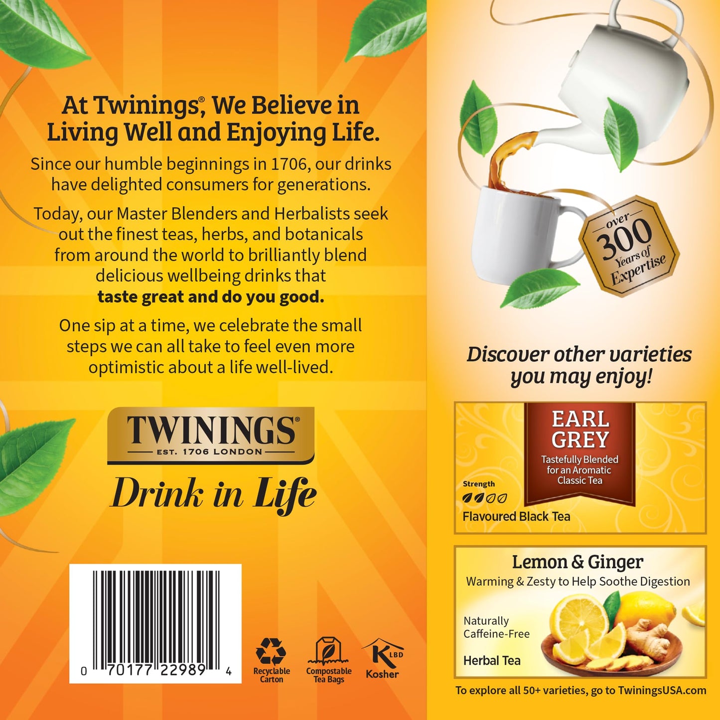 Twinings Lady Grey Black Tea Individually Wrapped Bags, 100 Count (Pack of 1), Orange Peel & Lemon Peel, Fresh and Uplifting, Ca