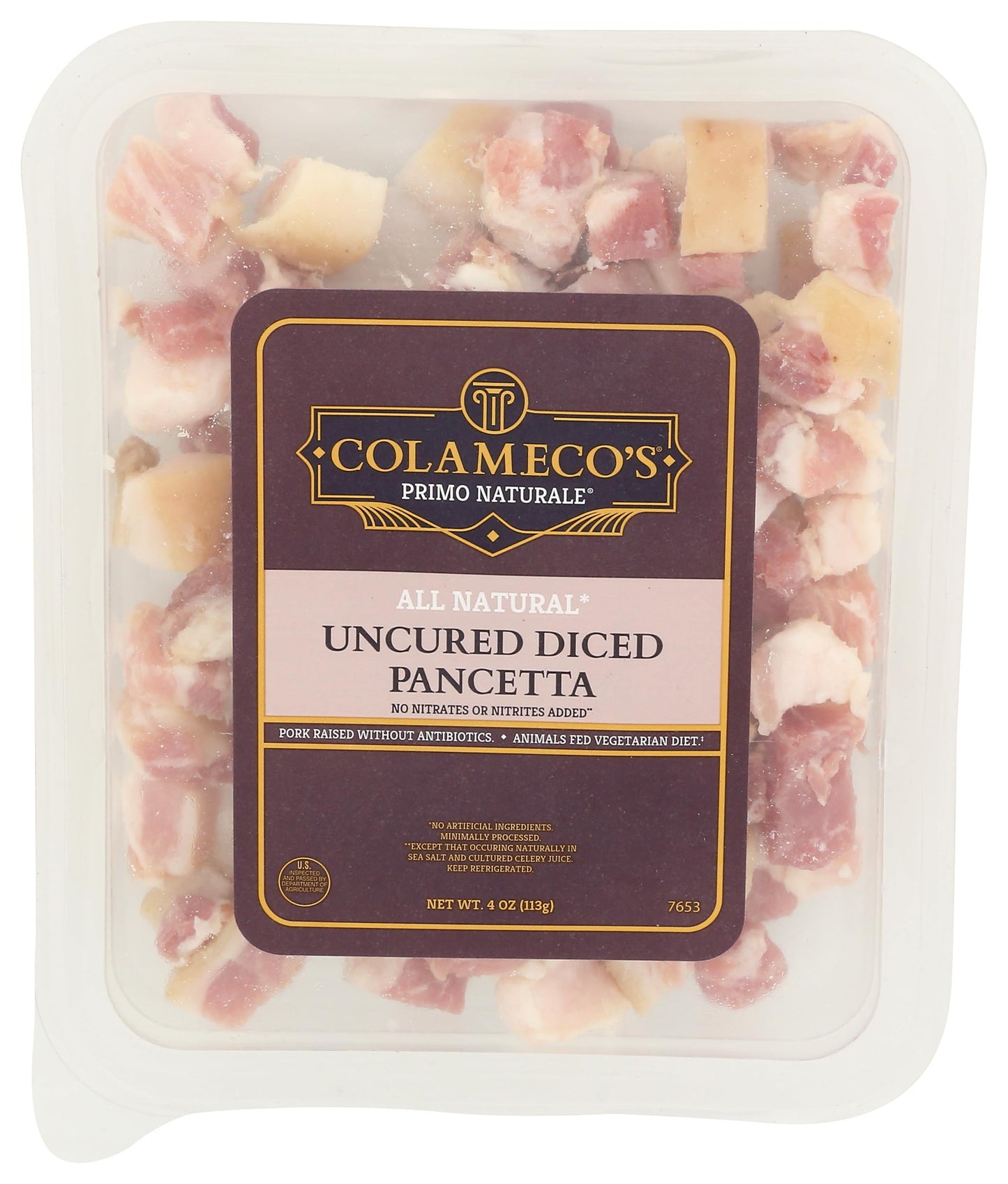 Colameco, Pork Pancetta Diced Uncured, 4 Ounce