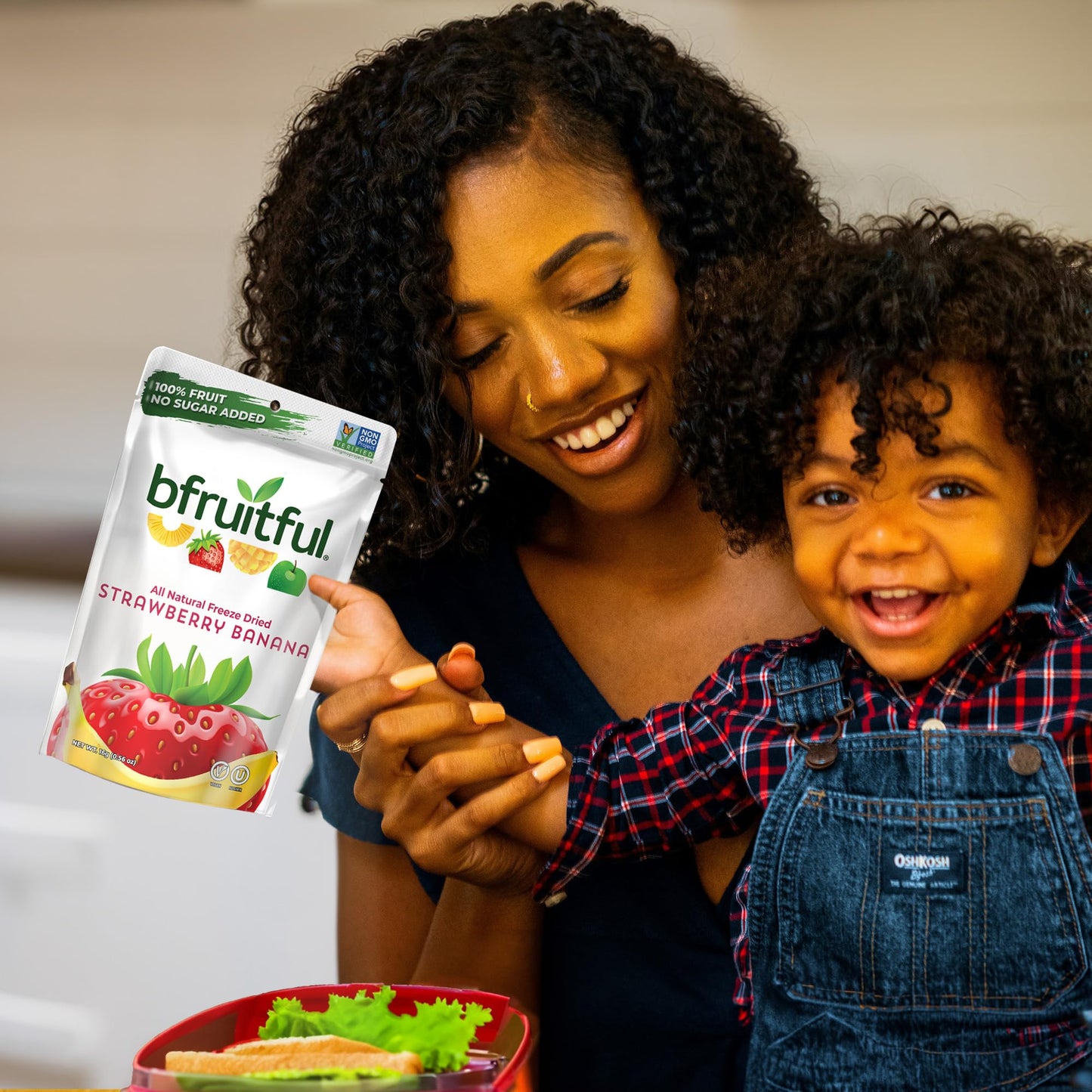 Bfruitful Freeze-Dried Strawberry Banana, Freeze Dried Fresh Fruit Bites, Gluten Free, Vegan, Dairy Free, Kosher, No Sugar Added