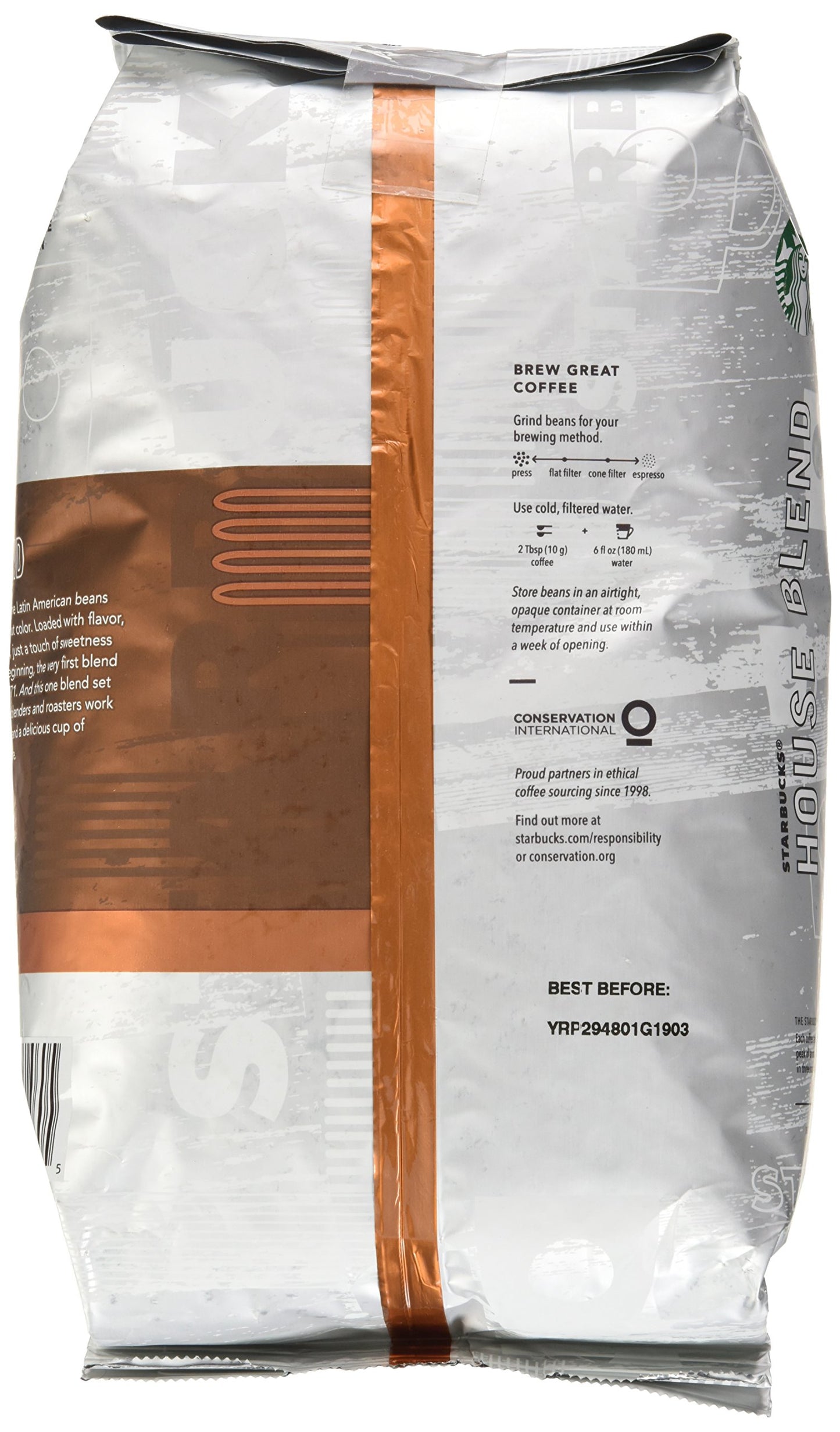 Starbucks House Blend Whole Bean Coffee (40 Ounce) (2 Pack), Brown