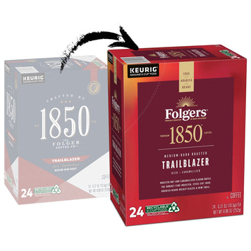 1850 By Folgers Trailblazer Medium Dark Roast Coffee, 96 Keurig K-Cup Pods