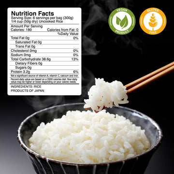 Iris Sushi Premium Japanese Short Grain White Sticky Rice, Koshihikari, Dried Uncooked Rice, Gluten Free, Vegan, Low Fat, Produc