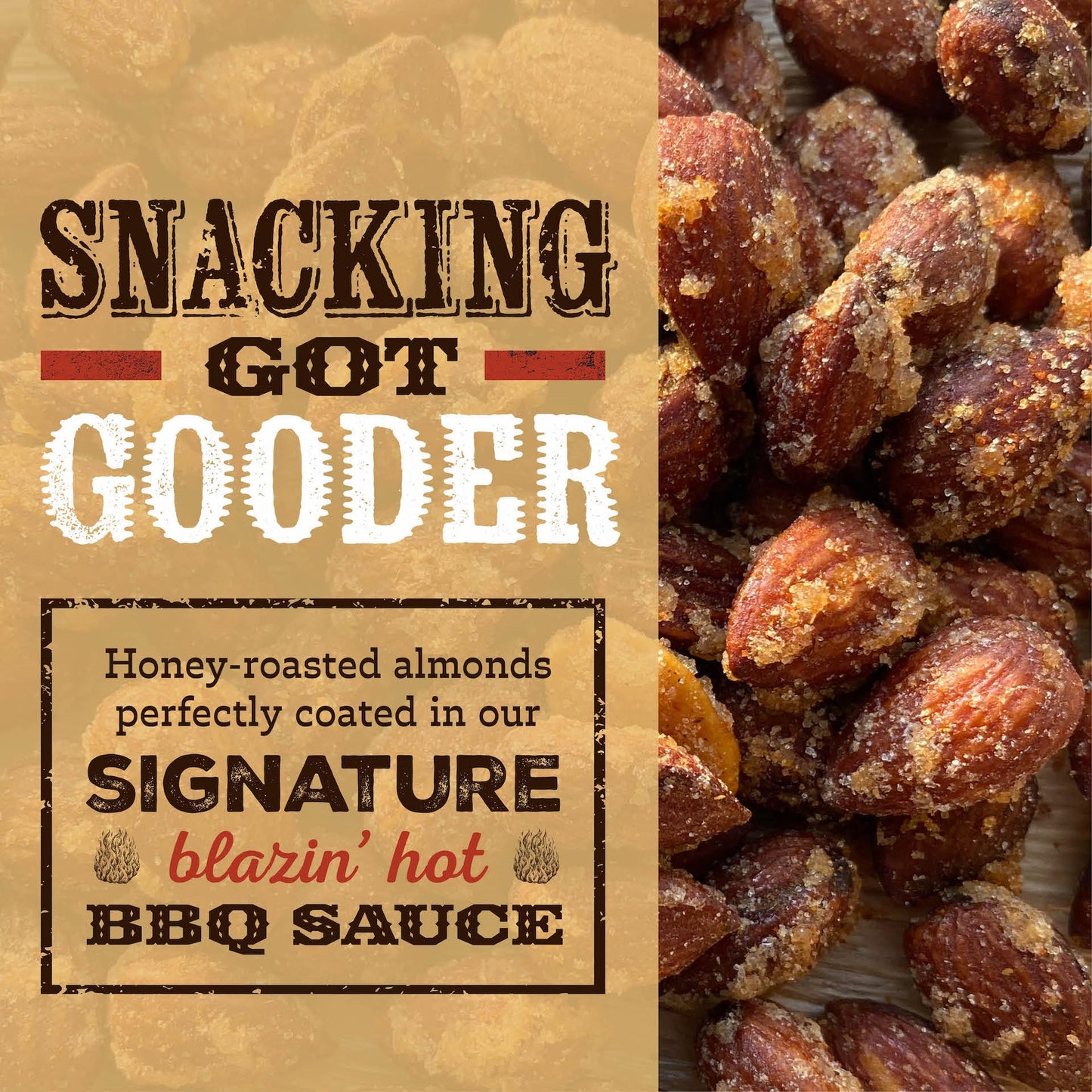 Rufus Teague Hot Bbq Honey Roasted Almonds - Sweet, Spicy & Smoky Gourmet Snacks, 9 Oz Resealable Pouch For Freshness, 3 Pack