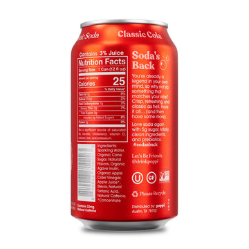 poppi Sparkling Prebiotic Soda with Apple Cider Vinegar, Classic Cola Flavor, 12 Fl Oz (Pack of 12)