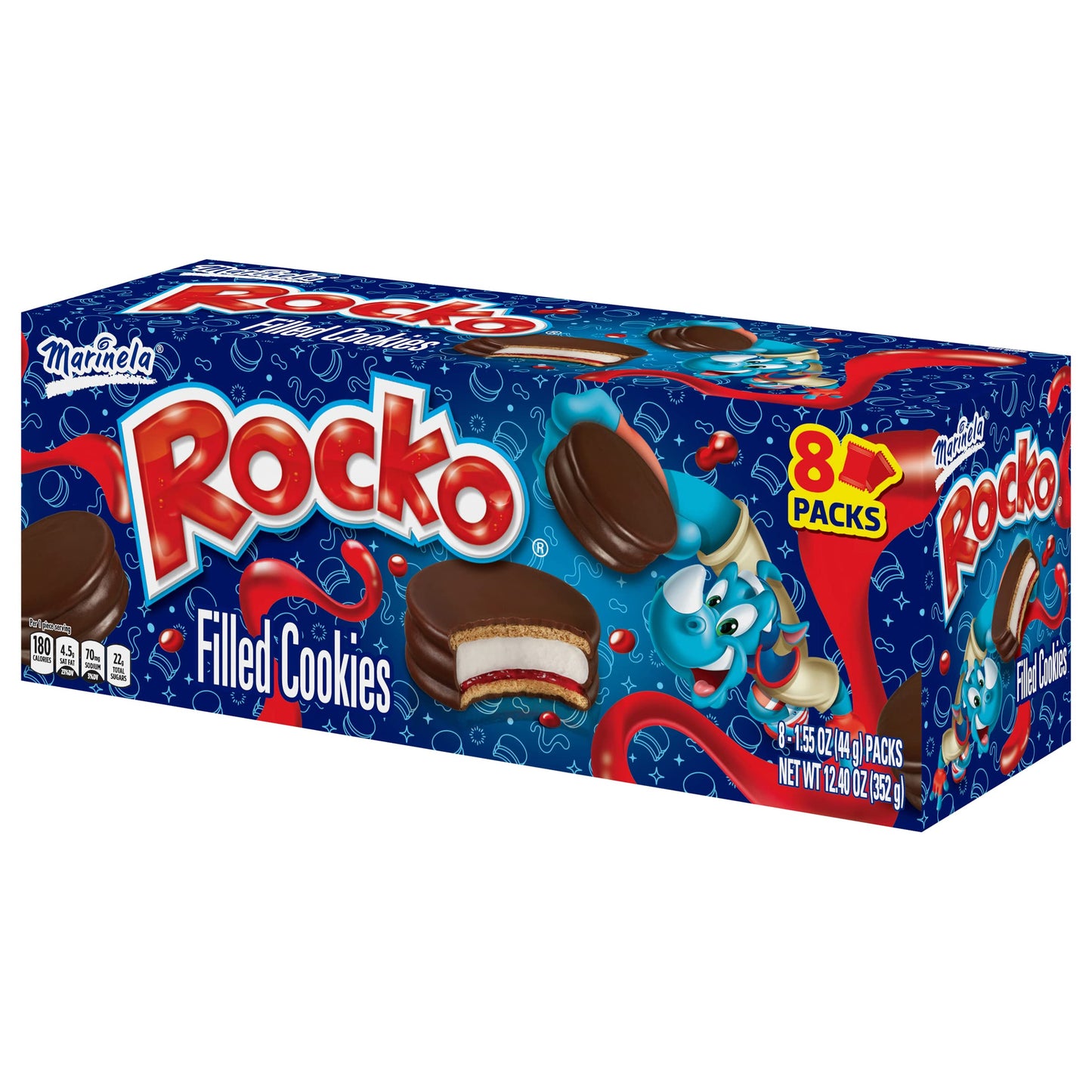Marinela Rocko Strawberry And Marshmallow Filled Snack Cookies