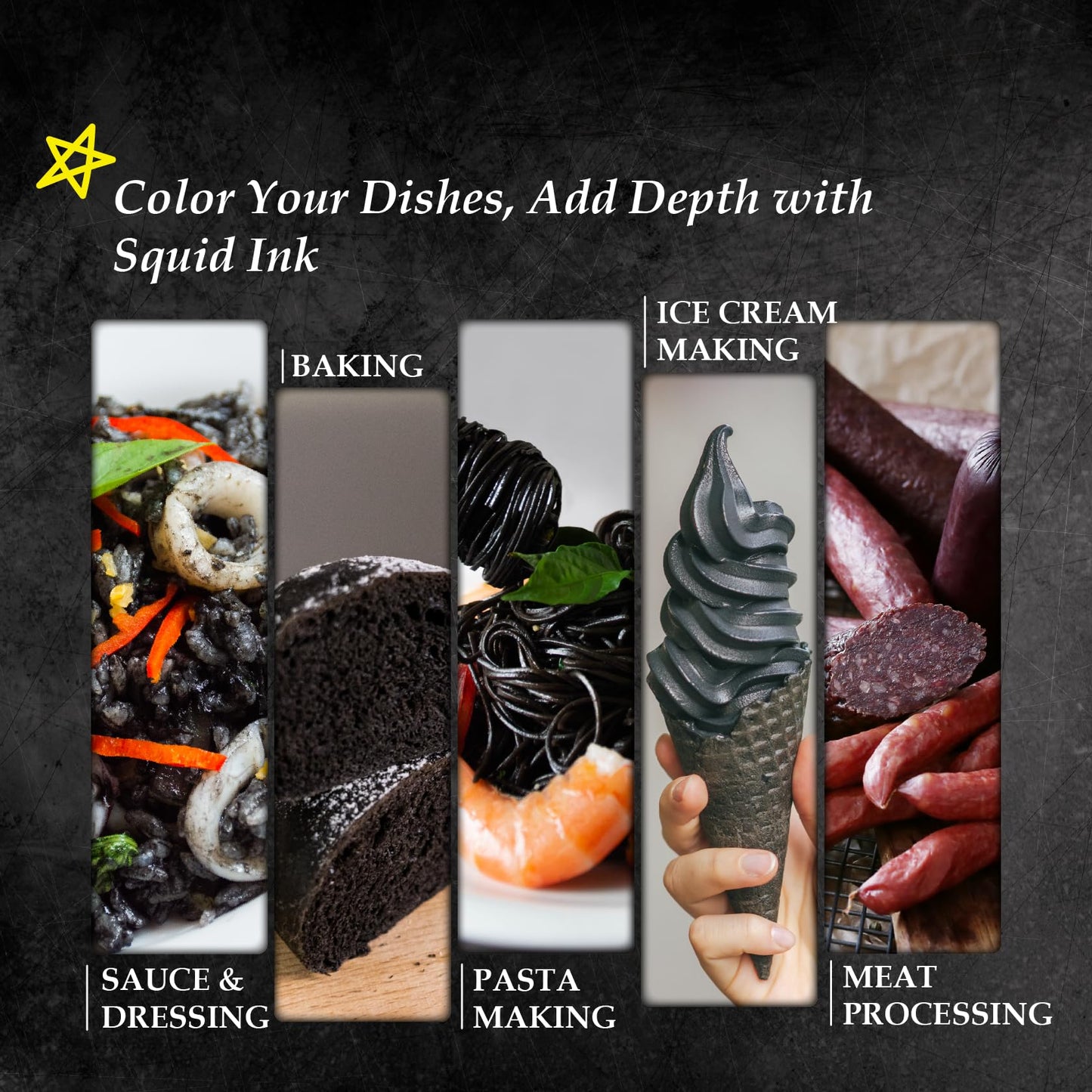 BLACK HUT Black Squid Ink (5g x 20 Pack) - Food Coloring for Rice, Noodles, Pasta, Baking - Halal Certified, 3.53 oz / 100 g