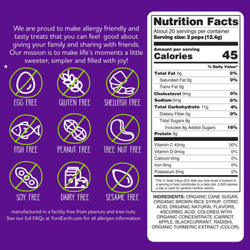 Yumearth Organic Halloween Lollipops - Allergy Friendly (Top 9 Free), No Artificial Dyes Or Flavors, Non Gmo, Gluten Free, Vegan