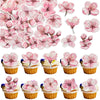 Ephlyn 50Pcs Edible Flowers Cake Topper Cupcake Toppers Wedding Themed Party Baby Shower Birthday Party Cupcake Picks Anniversar