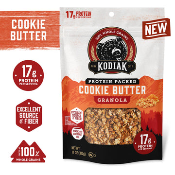 Kodiak Cakes Granola Pouch, Cookie Butter, High Protein, Whole Grains, Pack of 5 Pouches