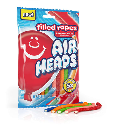Airheads Soft Filled Ropes, Halloween Trick Or Treat Candy, Original Fruit Flavors, Individually Wrapped Bulk Candy For Adults &