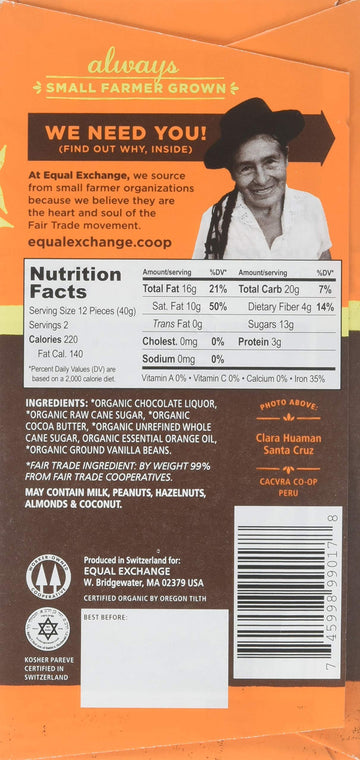 Equal Exchange Organic Orange Chocolate, 12 Count