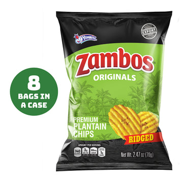Zambos Plantain Chips Original, Crunchy Ridged Cut Premium Plantain Chips, 8 Pack 2.47 Ounce