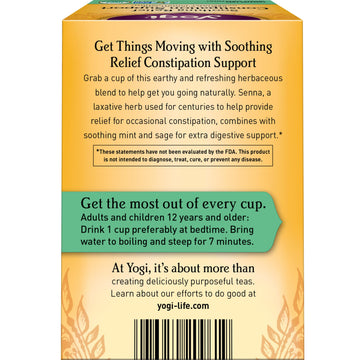 Yogi Tea Soothing Relief Constipation Support - Tea With Organic Senna Leaf - Gently Aids Constipation Overnight - Laxative Tea