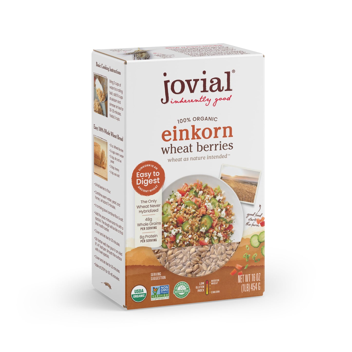 Jovial Einkorn 100% Organic Wheat Berries - Einkorn Berries, Organic Wheat Berries, High Protein, Non-GMO, USDA Certified Organi