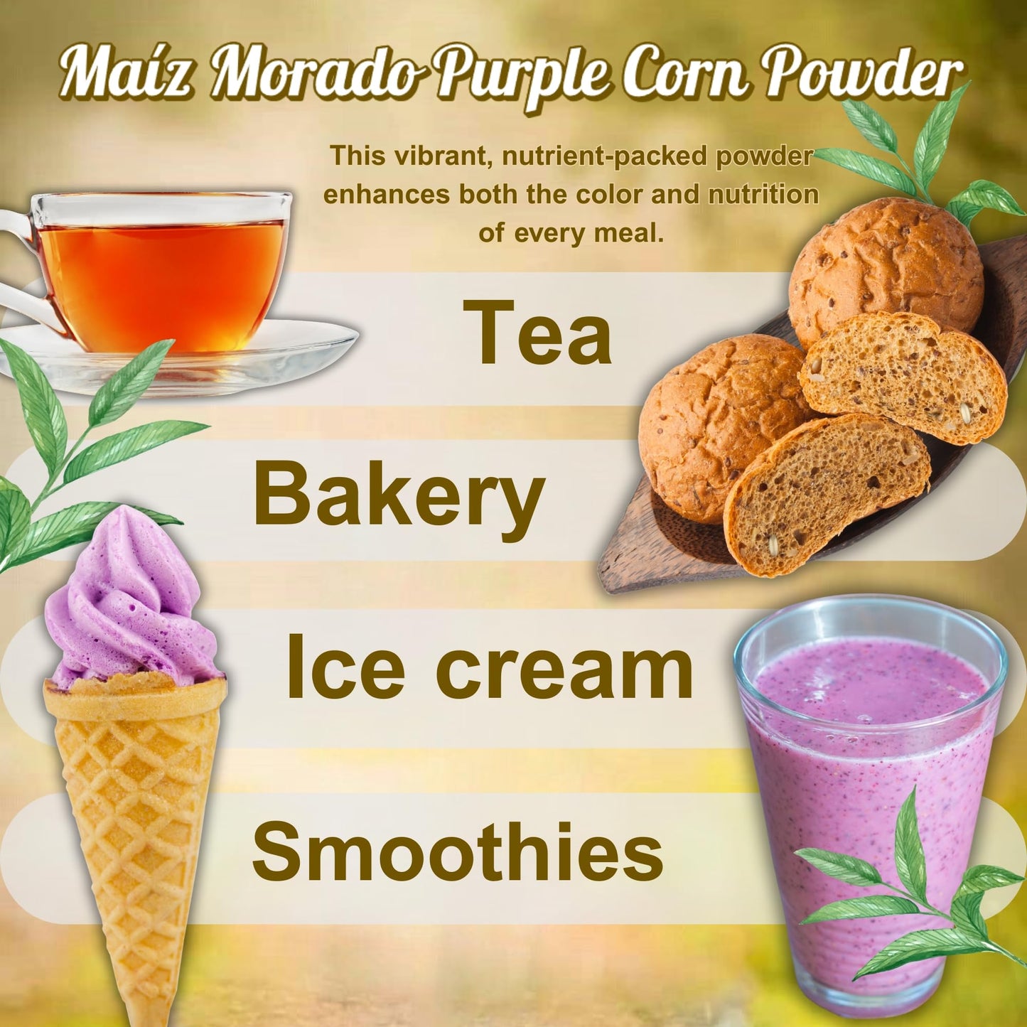 Hanan Mikhuy Ma  Z Morado 100G - 100% Natural Purple Corn Powder For Digestive Health & Nutrient Absorption Vegan, Non-Gmo, Glut