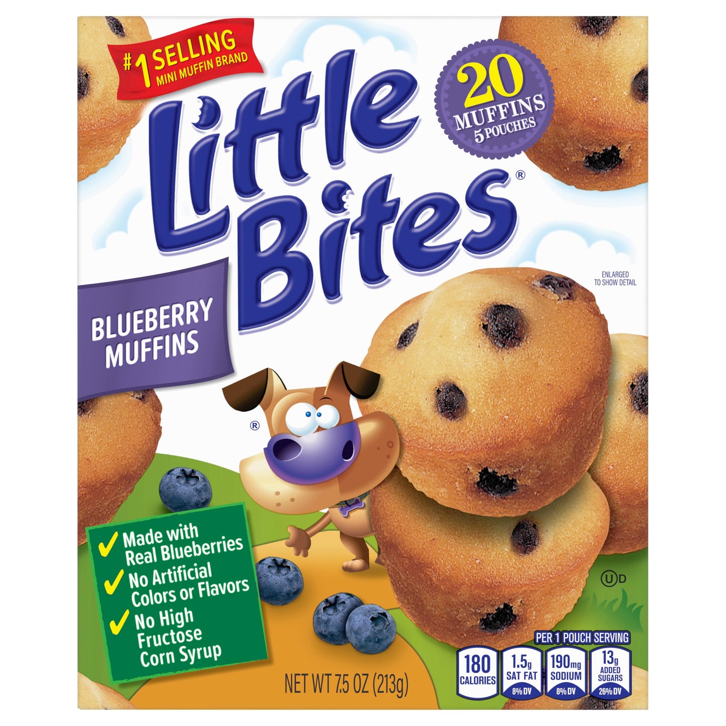 Little Bites Blueberry Muffins, 5 individual packs, (1.5 oz each), Real Blueberries Mini Muffins, 7.5 oz Multipack