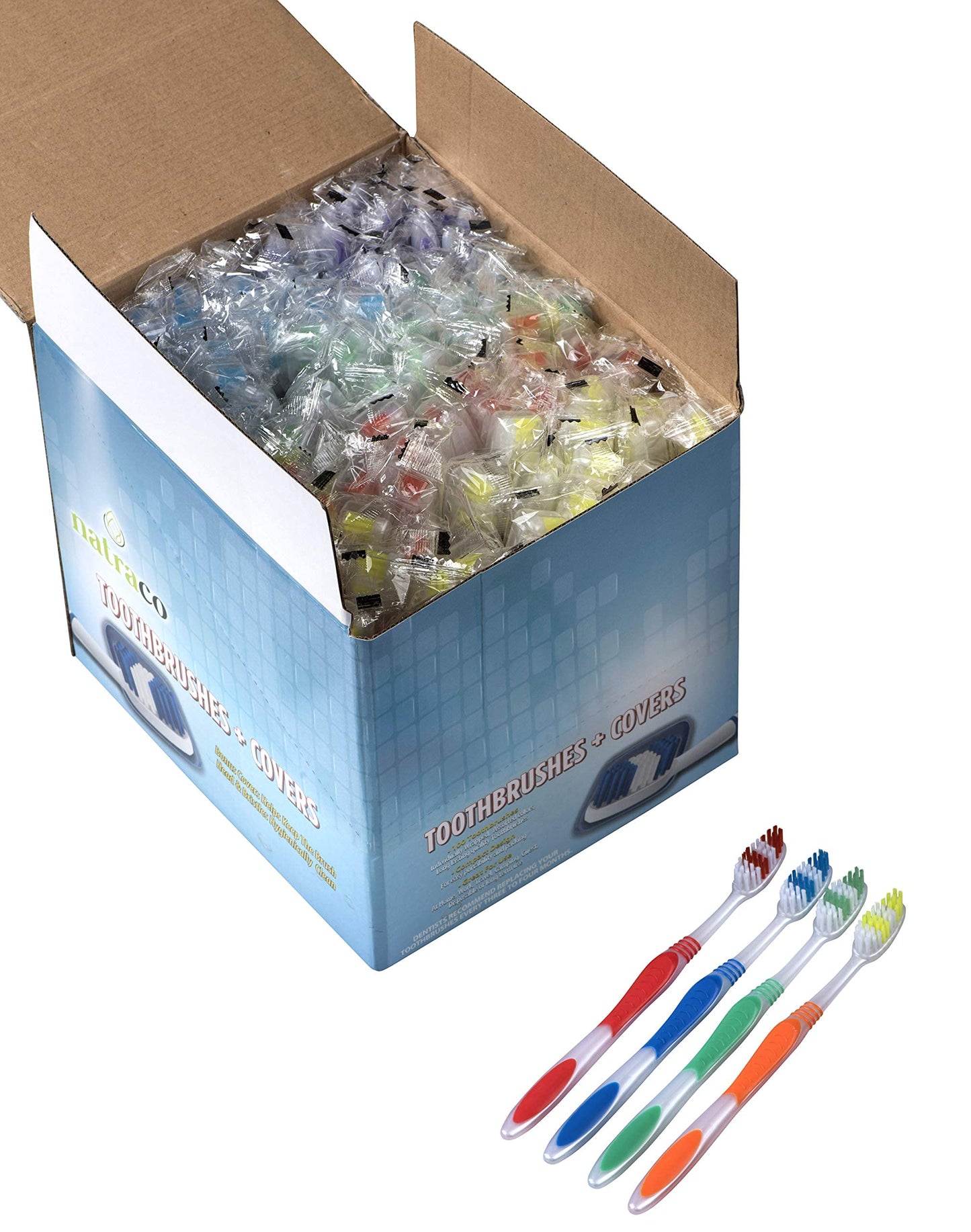 Bulk Toothbrush Pack With Hygienic Covers Premium Quality Individually Wrapped Colorful Tooth Brushes Medium Soft Bristles Per