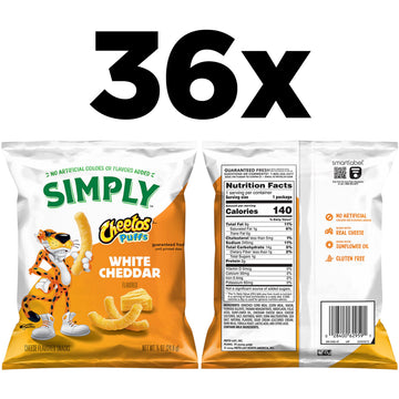 Simply Cheetos Puffs White Cheddar 0.875 Ounce (Pack of 36)