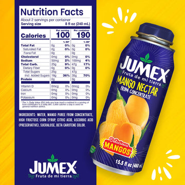 Jumex Mango Beverage, 16 Fl Oz (Pack of 12), Aluminum Cans, Refreshing Mango Flavor