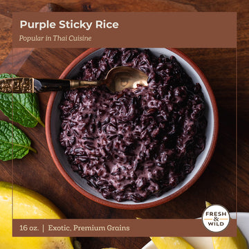 Fresh & Wild | Purple Sticky Rice | Jasmine Rice Variation From Thailand | Exotic Grains | 1 Lb | Chef-Inspired Ingredients