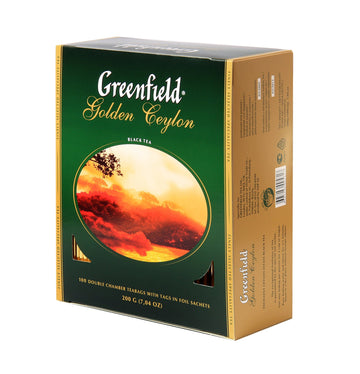 Greenfield Golden Ceylon Сlassic Collection Black Tea Finely Selected Speciality Tea 100 Double Chamber Teabags With Tags In Foil Sachets