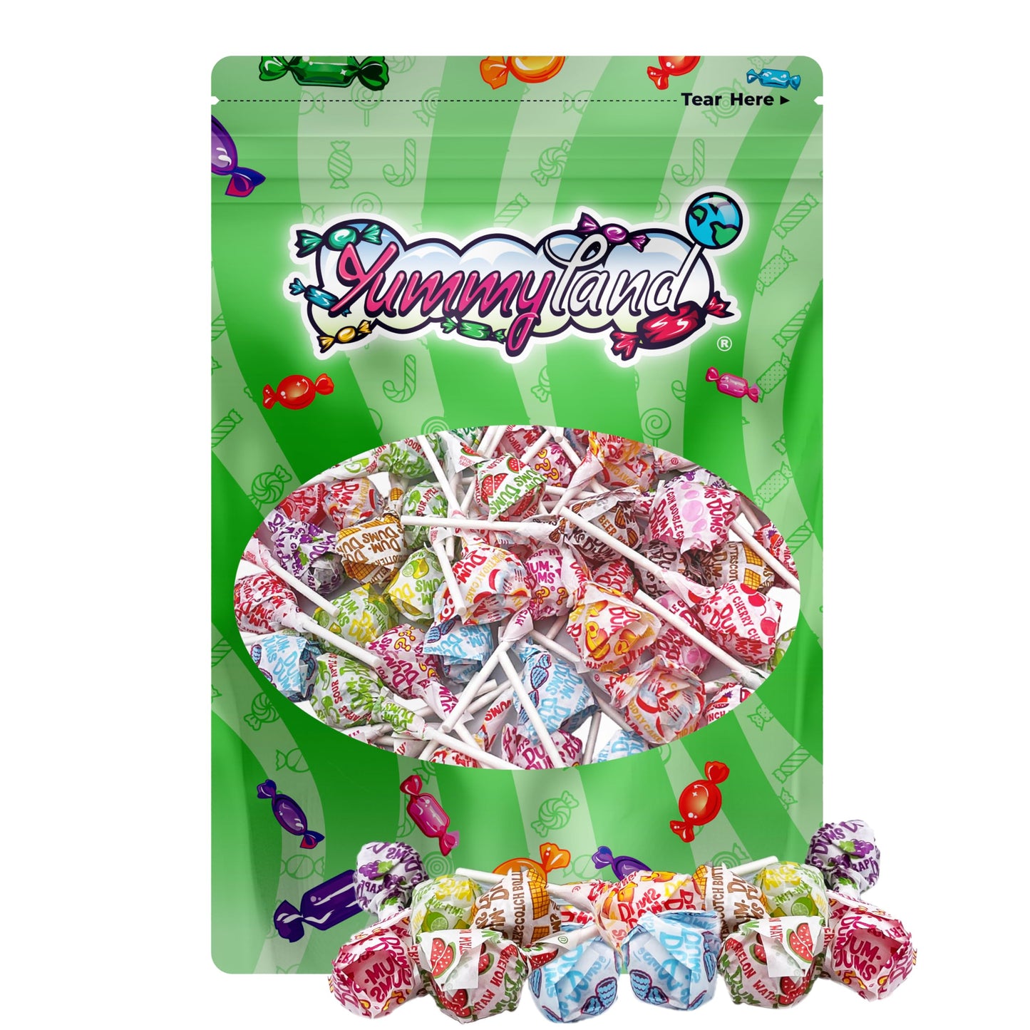 YUMMYLAND Dum Dums Original Mix Lollipops, 1 LB (80 Pops), Individually Wrapped, Assorted Flavors, Gluten-Free, Party Favors