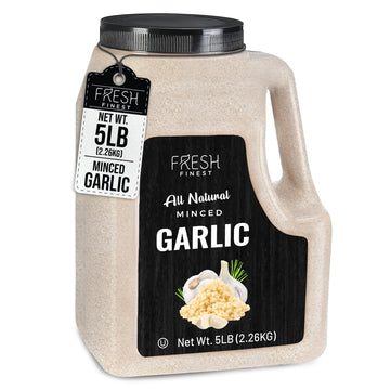 Fresh Finest Minced Garlic - Bulk 5 Lb - Dried Garlic Flakes, Ready-To-Use Seasonings For Cooking - Kosher Certified Dehydrated