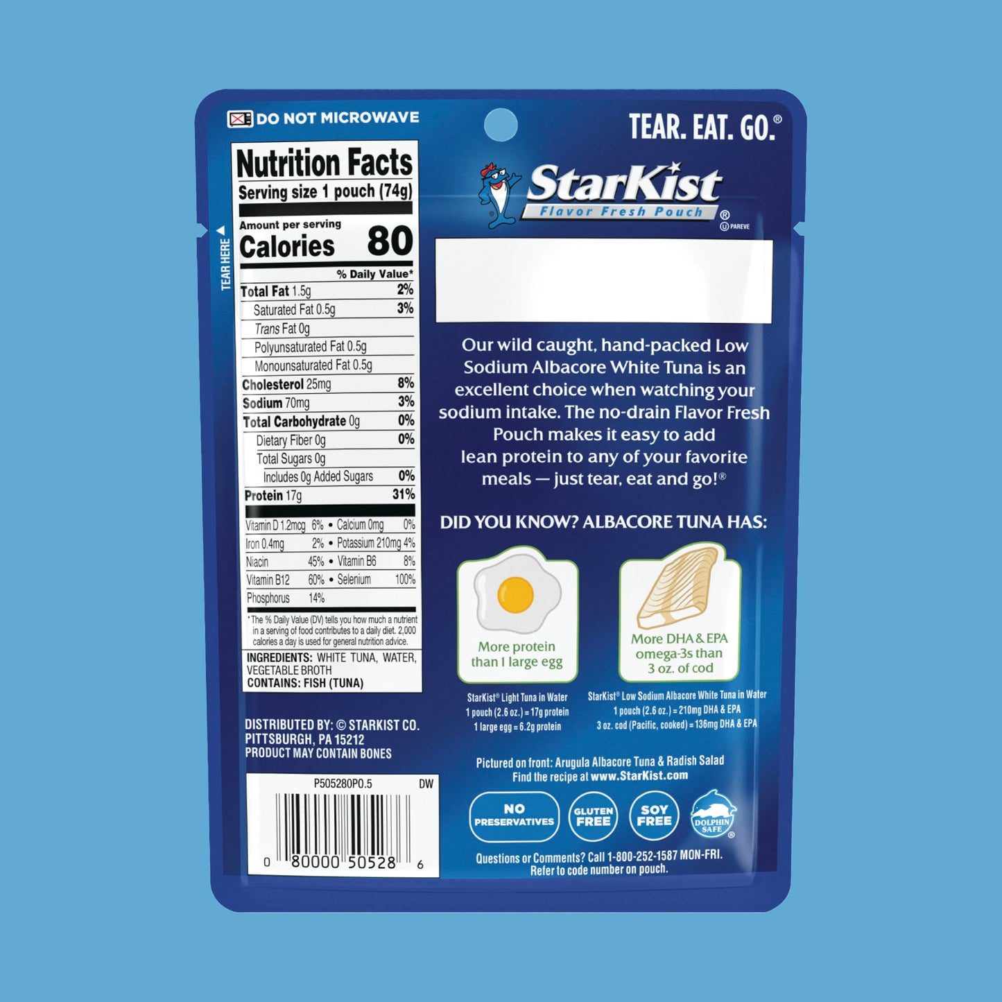 StarKist Low Sodium Albacore Tuna in Water, 2.6 Oz, Pack of 24