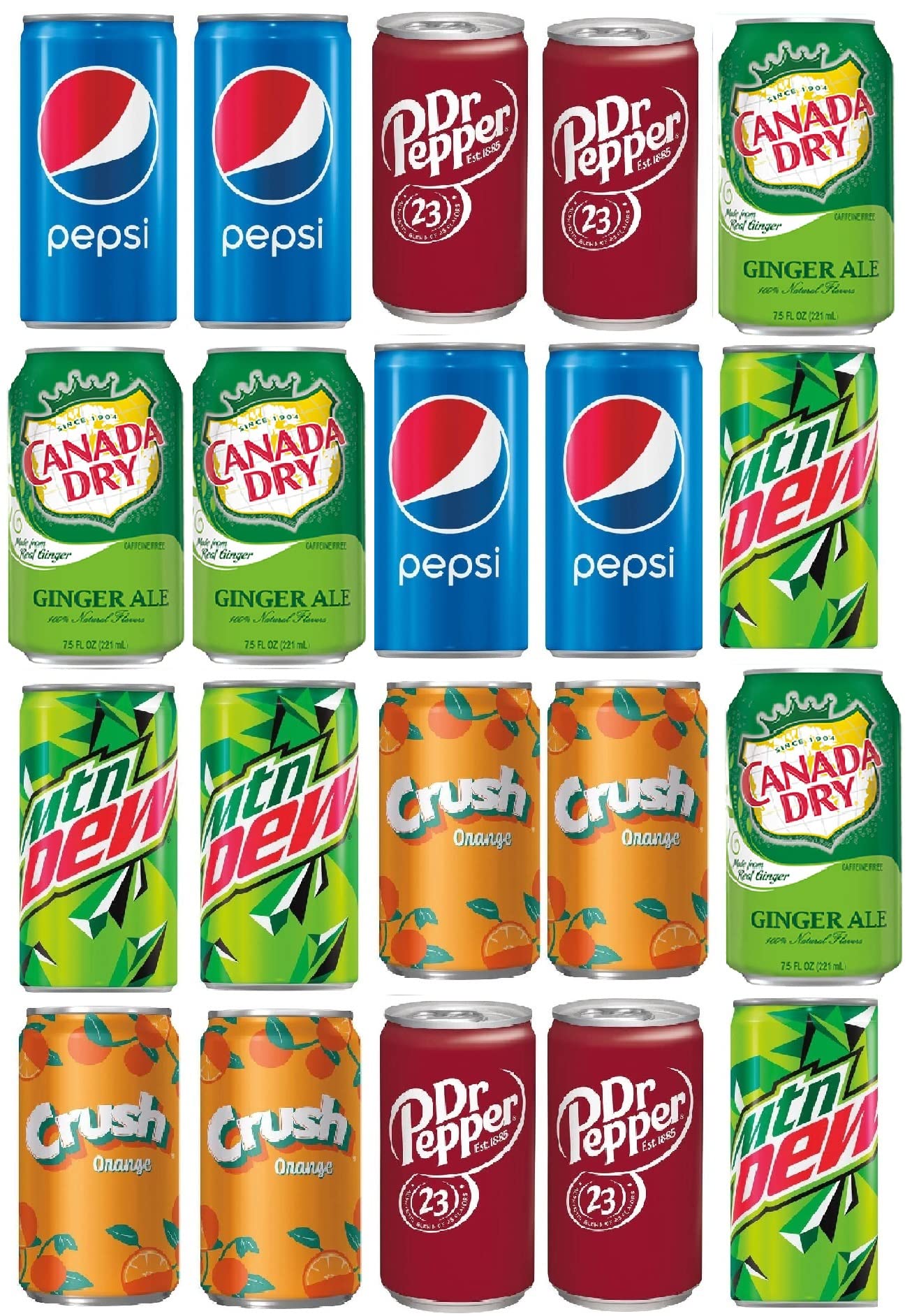 BeeQ BOX - (Pack of 20) mini Soda 7.5 OZ Variety Pack | Multi Flavor Soft Drink Bundle | Assortment Soda Refrigerator Restock Ki