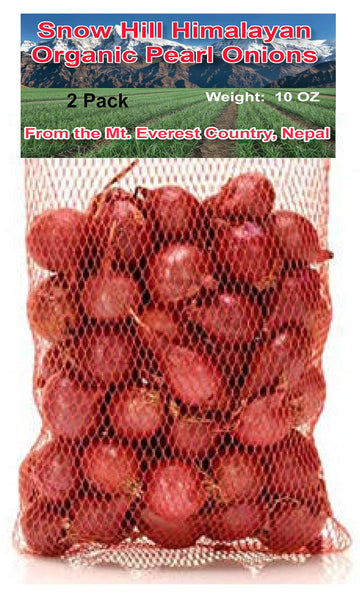 Snow Hill Himalayan Fresh Organic Red Pearl Onions 10 Ounce X 2 Bags - Product of Mt. Everest Country, Nepal - Delivery Within 2