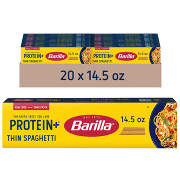 BARILLA Protein+ (Plus) Thin Spaghetti Pasta, 14.5 Ounce (Pack of 20) - plant based pasta - Made from Lentils, Chickpeas & Peas